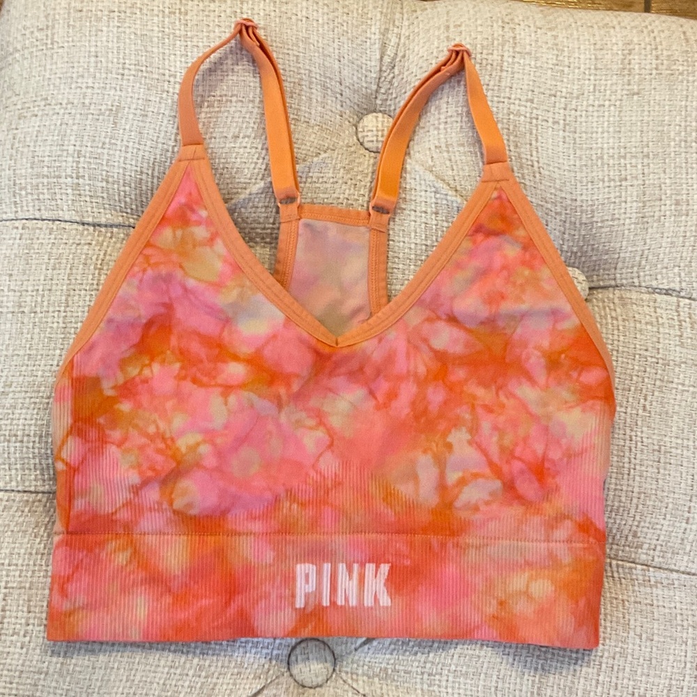 PINK Victoria's Secret Orange and Pink Tie-Dye Bra